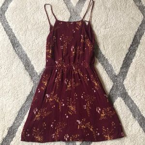 Burgundy floral strap dress